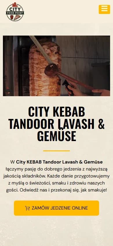 City Kebab — strona lokalu gastronomicznego z menu i zdjęciami dań — widok mobilny