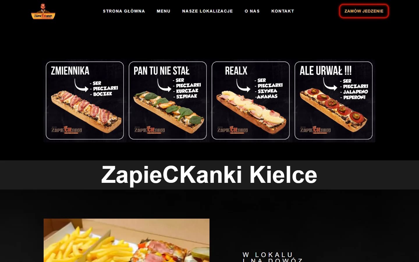 ZapieCKanki Kielce — witryna lokalu z ofertą zapiekanek